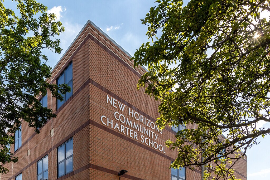 New Horizons Community Charter School serves  Kindergarten through 8th with over 600 students.