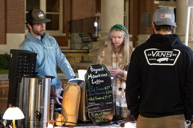Residents of College Temple enjoyed delicious drinks from Beyond Mountains Coffee at Newnan's Holiday Sip & See.