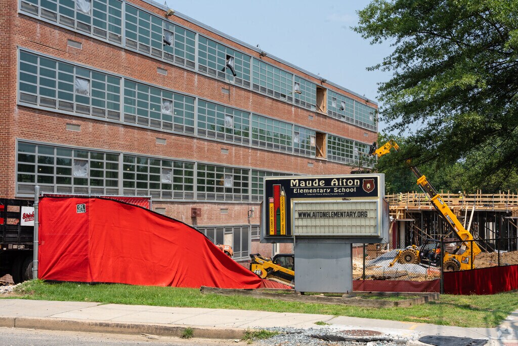 Aiton Elementary School sign and building in Hillbrook.
