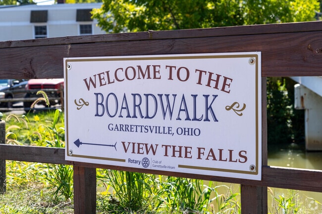 The Garrettsville Boardwalk offers visitors a scenic spot to view the falls when visiting Garrettsville.