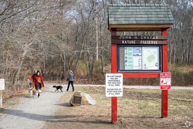 Take your dog for a scenic stroll at John H. Chaffee Nature Preserve in Hamilton, RI.