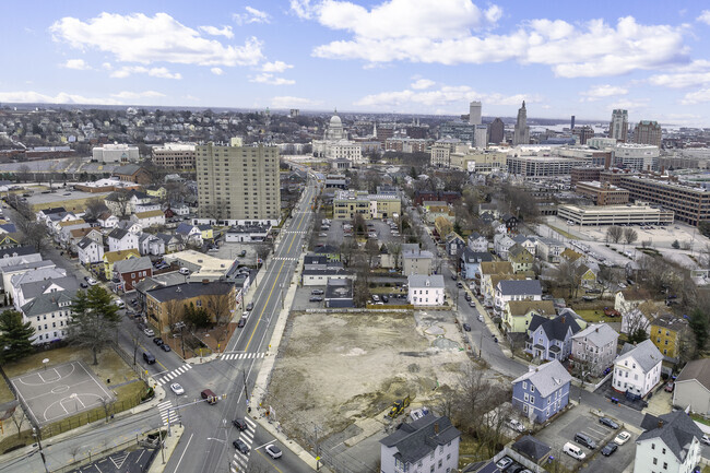 An aerial view of Smith Hill minutes away from Downtown Providence.
