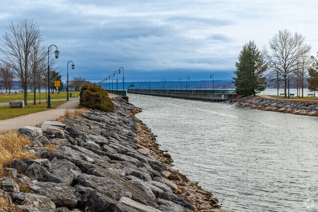 Emerson Park is the site of the head of the Owasco Outlet, a river that weaves past the local marina and through downtown Auburn.