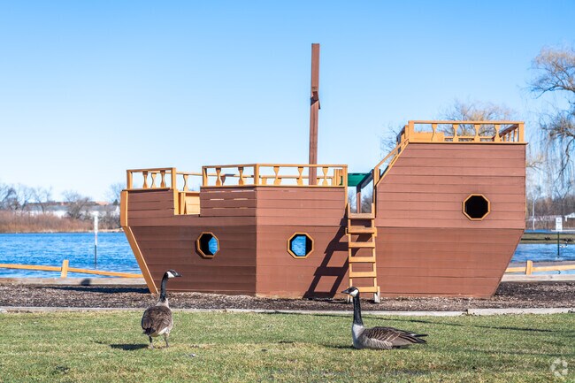 Children will love the wooden ship at Arrowhead Park in Round Lake Heights.