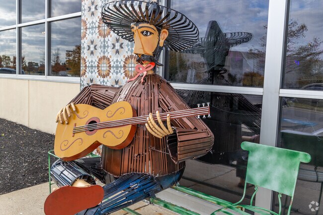 This unique art sculpture sits outside of a local Hartland restaurant.