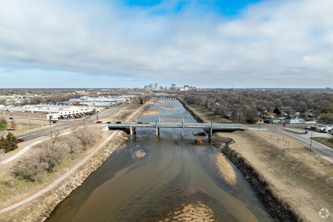 The Arkansas River borders Wichita’s Stanley/Aley neighborhood.