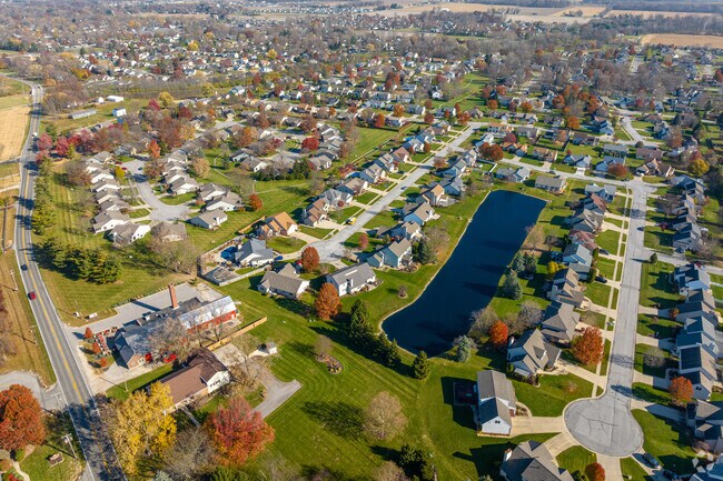 Many neighbors in Fort Wayne's Kensington Downs enjoy this backyard pond.