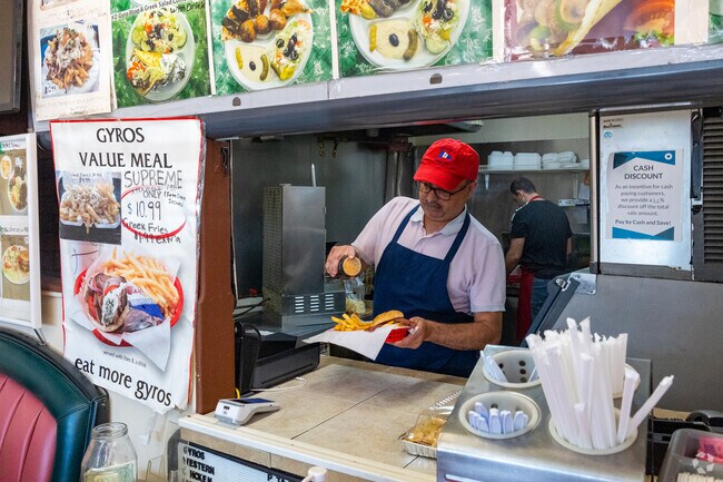 The Gyros Palace serves quick Mediterranean bites near Midtown Tulsa.