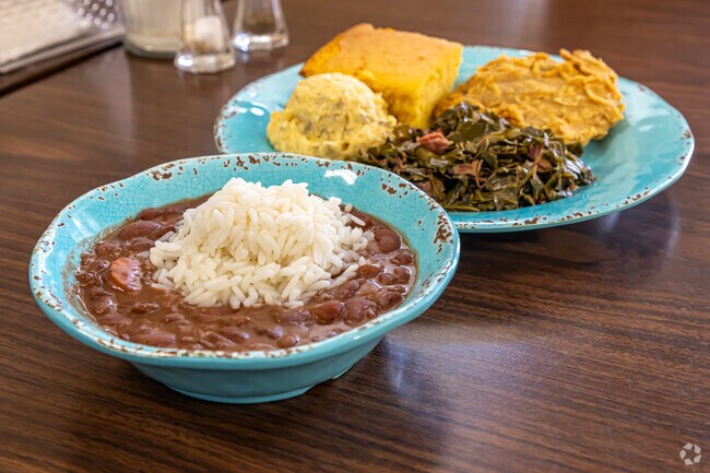 Red beans and rice is a local favorite at Café Jeanpierre in Merrydale.