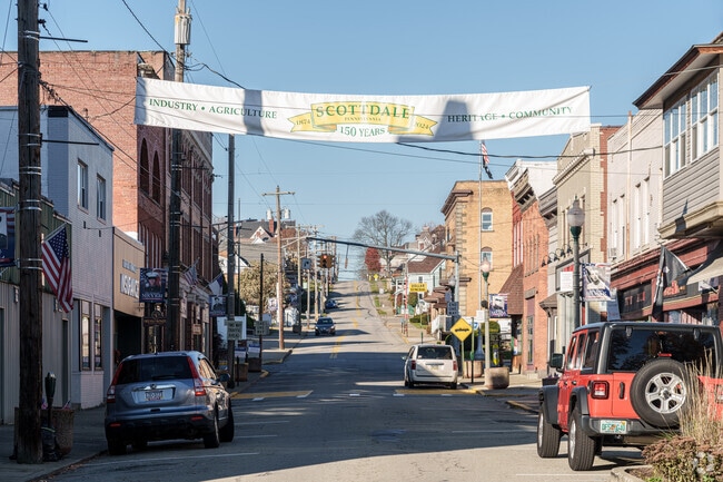 Scottdale's central streets are lined with small businesses giving it a truly small-town feel.