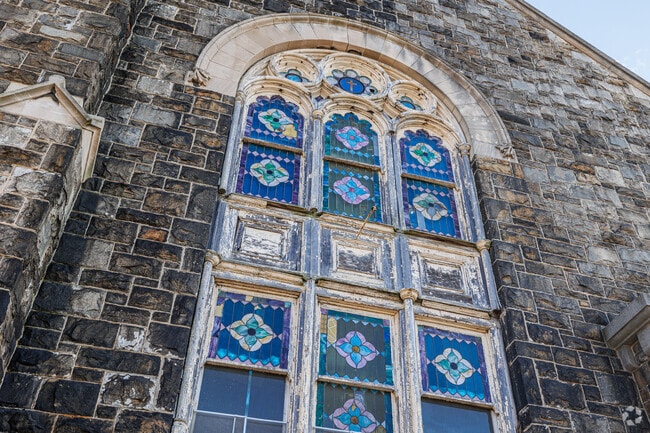 Built in 1902, the Greater Gethsamine Missionary Baptist Church looks over Biddle Street.