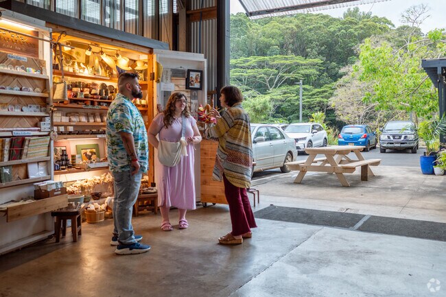 Residents gather at the warehouse in Lawai to have coffee and catch up.