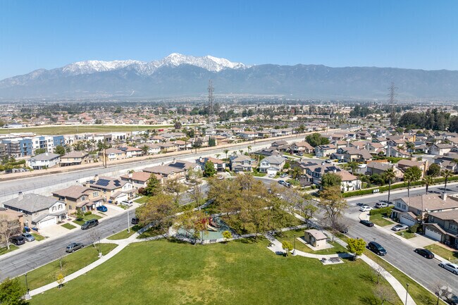 Birds eye view of the West End neighborhood in Fontana, Ca.