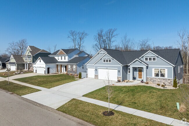 Newer homes line the streets of recently-built subdivisions in Jamestown.