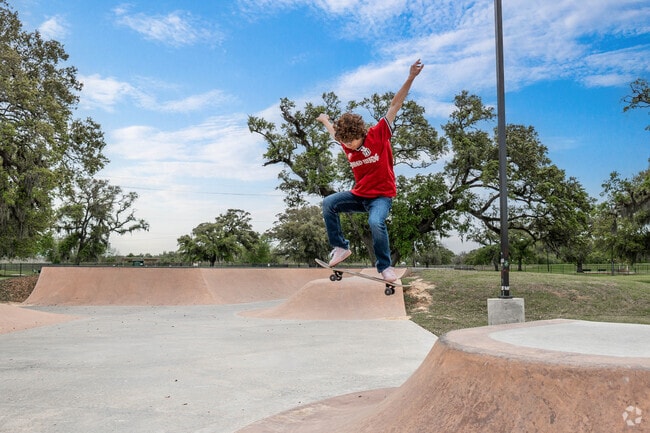 A resident of Clute spends an afternoon at the Maclean Park Skatepark, a short drive away.