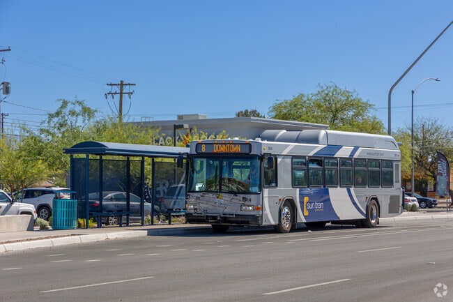 Barrio San Antonio residents can utilize Sun Tran's bus routes, with multiple stops nearby.