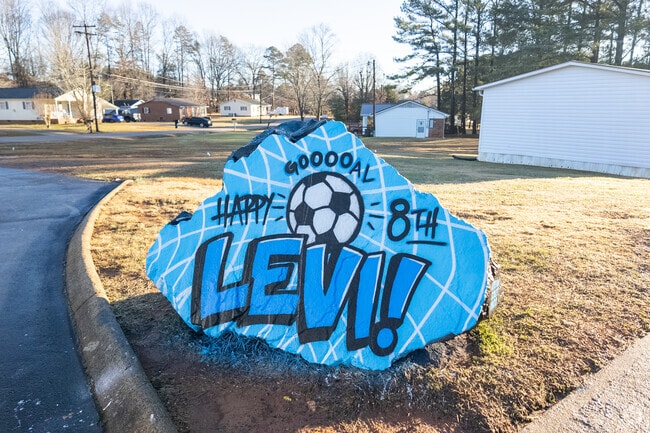 A stone to commemorate events at Rockwell Christian School.