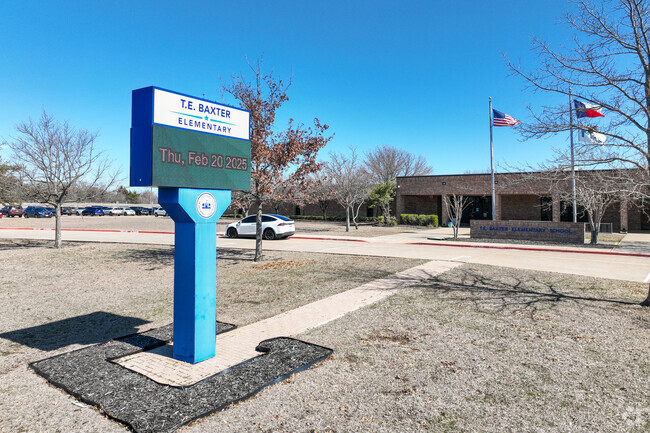 Important annoucements are displayed on the digital sign at Baxter Elementary School.