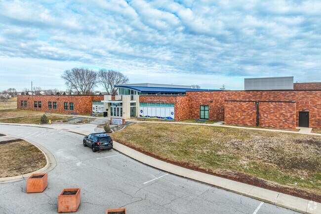 The entrance to Waukee Middle School is convenient and accessible from Warrior Lane.
