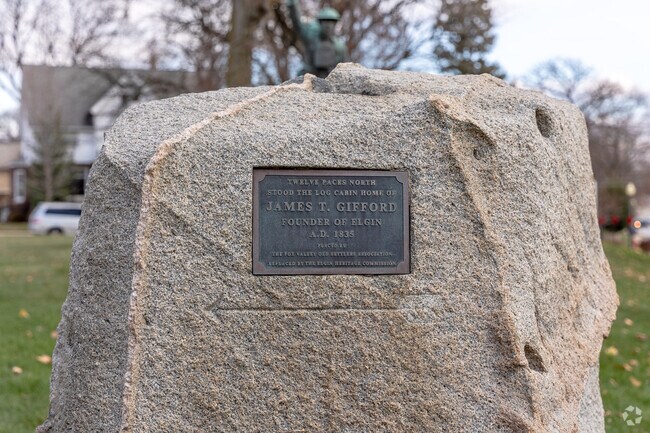 Enjoy a brisk morning walk at Davidson Memorial Park site of the home of Elgin city founder James Gifford.