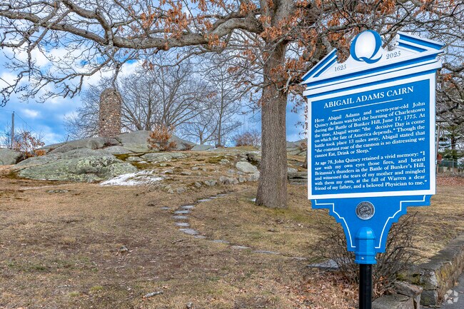 The historical landmark Abigail Adams Cairn is located in South Quincy.
