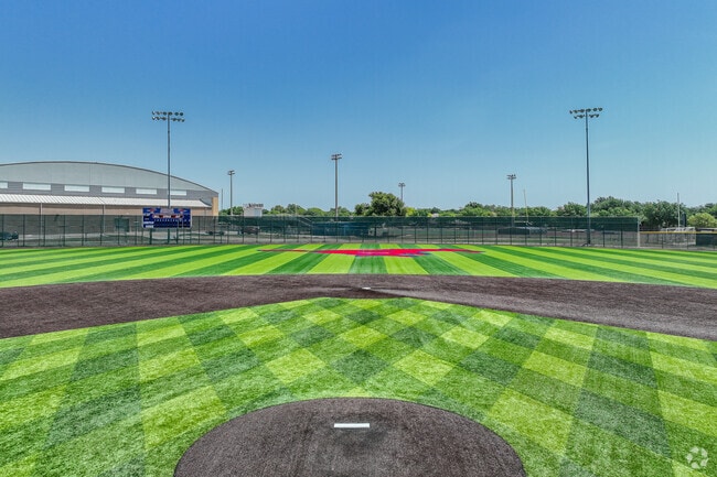 The view from home plate at the ball field at JJ Pearce High School is amazing.