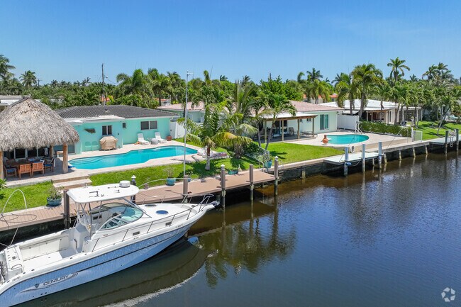 Canal view from the backyards of waterfront properties in Cypress Harbor.