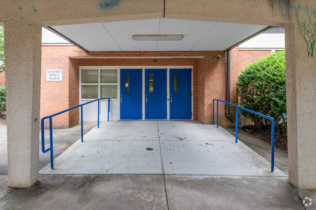 Front entrance of Ruby F. Carver Elementary School.