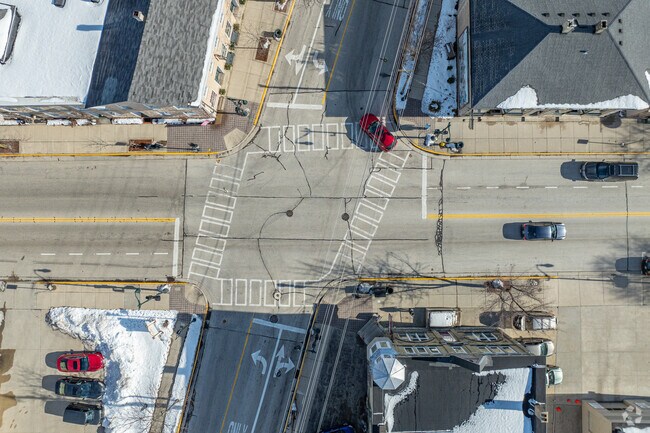 A top down view of the Streets of Cedarburg.