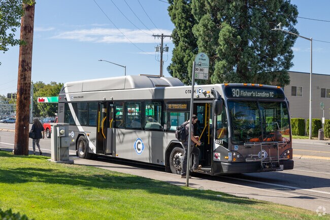Bus stops can be found around the border of the Landover-Sharmel neighborhood.