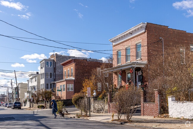 A row of brick homes adds character to the streets of Northwest Yonkers.