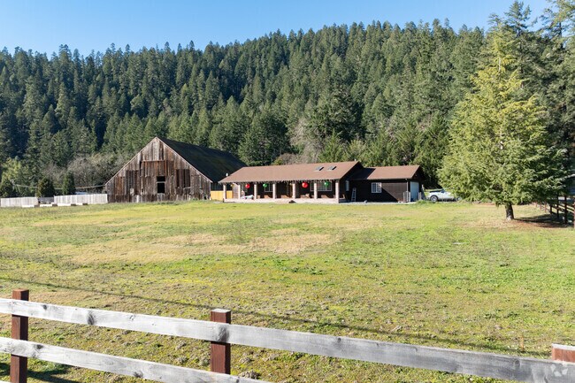 Enjoy ranch-style home and barn decorations from the roadside in Willow Creek.