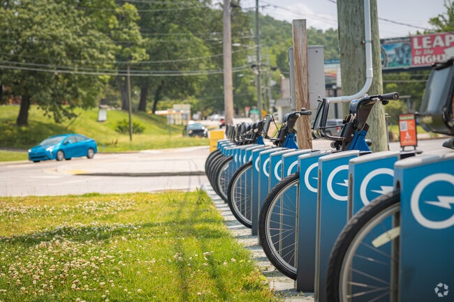 Electric bikes are available to Piney Woods residents in downtown St. Elmo.
