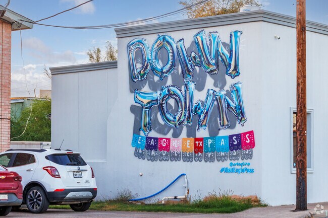 A colorful mural welcomes you to historic Downtown Eagle Pass.