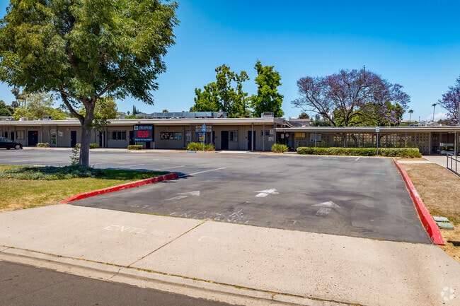 A driveway entrance view to Gage Elementary School.