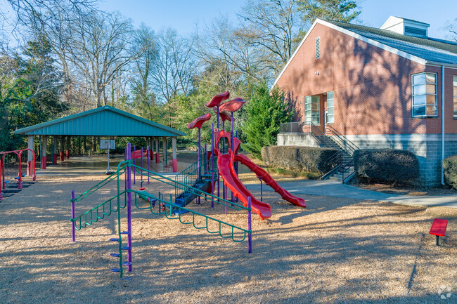 Clairemont Elementary School has a fairly large play area behind the school building.