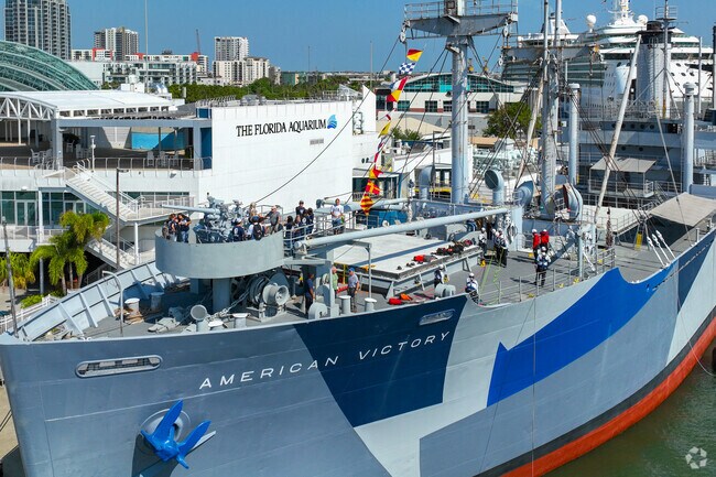 The American Victory is one of the most notable ships that dock in the Channelside area.