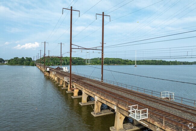 Long Bar Harbor has a bridge for the train that runs over the Bush RIver into Baltimore.