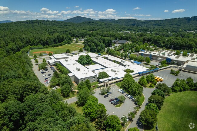 Valley Springs Middle School is surrounded by trees.