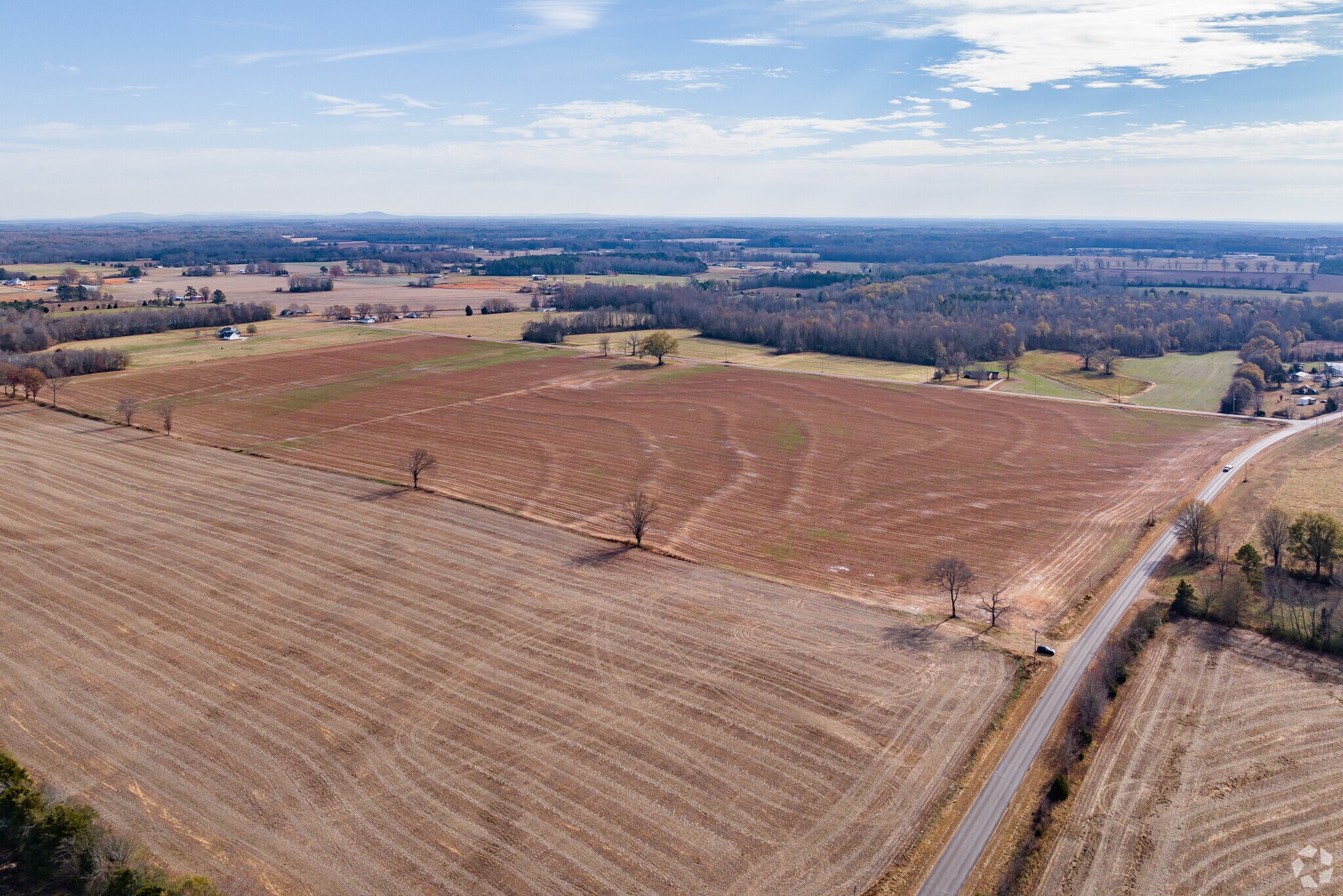 A beautiful aerial view of the farm land in Elkmont.
