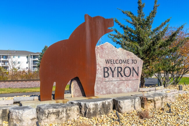 The Byron city sign marks the entrance to this growing southeastern Minnesota community.