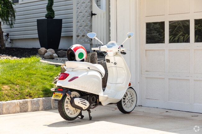 The humble Vespa is a popular mode of transportation in Loch Arbour.