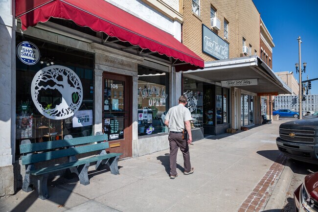Many of the shops are within walking distance of McPherson homes.