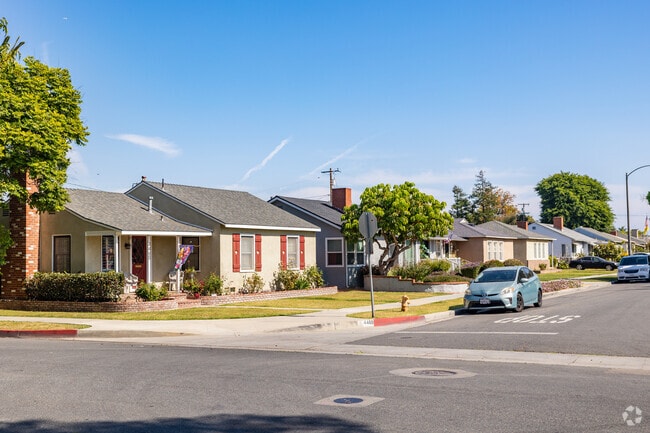 The streets of Bixby Knolls have tree-lined sidewalks, landscaped yards and eclectic homes.