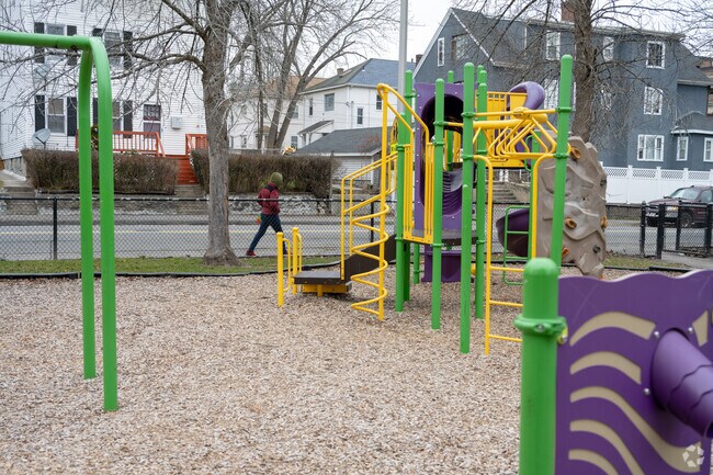 The park & playground at the corner of Houghton & Dorchester Street in Worcester.