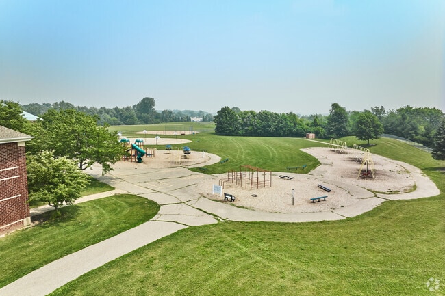 Harvest Elementary's fenced in play area has plenty of space in York Charter Township.