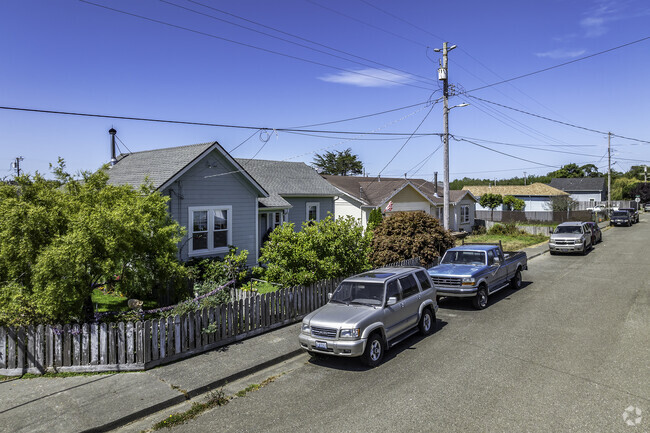 Some of the streets with rows of homes have sidewalks room for street parking in Fields Landing.