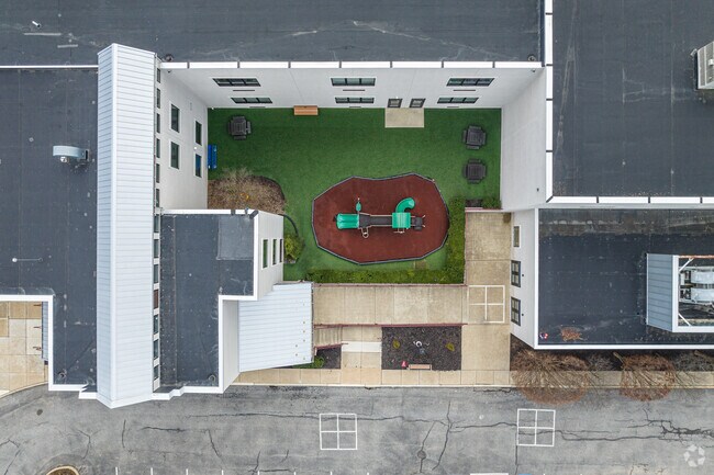 A courtyard playground is for the younger St Anastasia Elementary School.