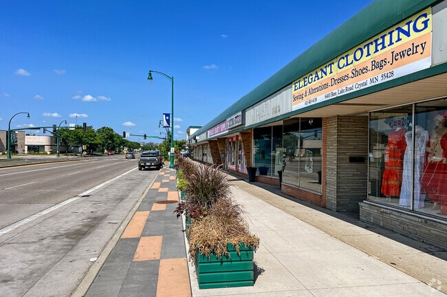 Inviting shops with walkability line Bass Lake Road.