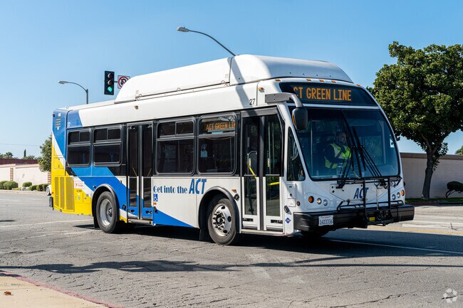 The ACT Green Line in the Airport Tract neighborhood of Alhambra provides convenient, eco-friendly transit options.